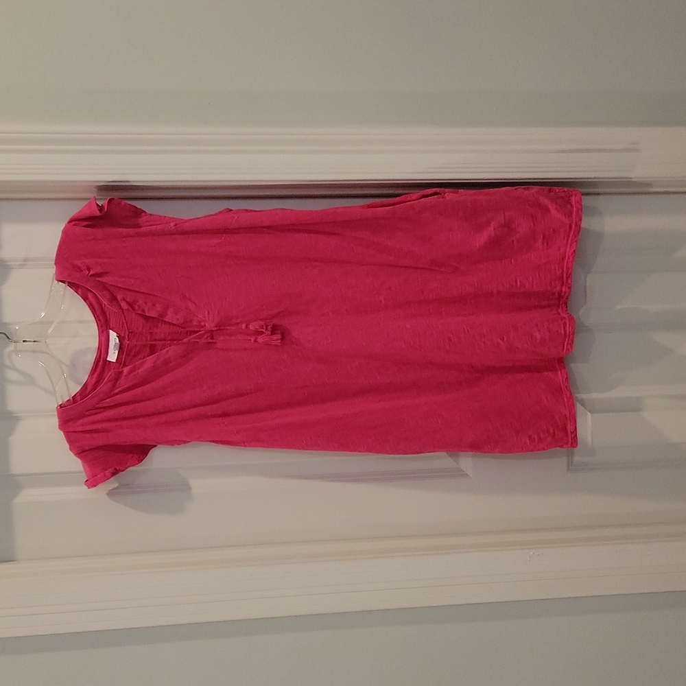 Talbots hot pink tshirt dress. Large. With pockets! Great condition